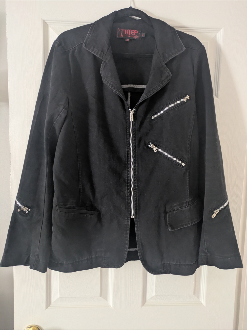 Tripp NYC Black Asymmetric Zip Motorcycle Jacket